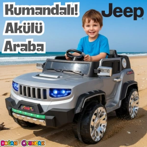 İznik Gri Uzaktan Kumandalı 4X2 12 Volt Akülü Araba - RC Jeep Akülü Araba