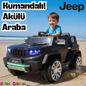 İznik Siyah Uzaktan Kumandalı 4X2 12 Volt Akülü Araba - RC Jeep Akülü Araba
