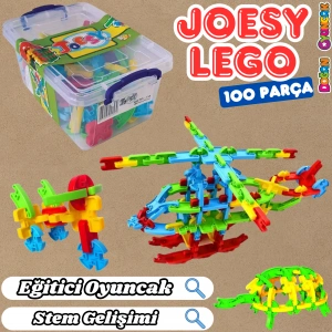 Joesy Eğitici Blok Oyunu 100 Parça - Oyuncak Lego Seti - Birbirine Geçmeli STEM Lego Seti - Eğitici Oyuncak