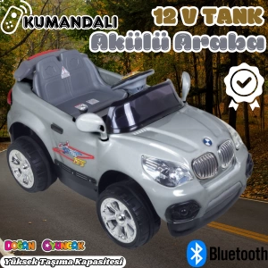 Kumandalı BMW Akülü Araba Gri - Kumandalı 12 Volt Tek Kişilik Akülü Araba Akülü JEEP - TX5 Sport Akülü Araba