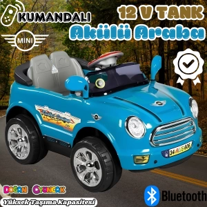 Kumandalı Mini Cooper Akülü Araba Mavi - Kumandalı 12 Volt Tek Kişilik Akülü Araba Akülü JEEP - Turbo Coupe Akülü Araba