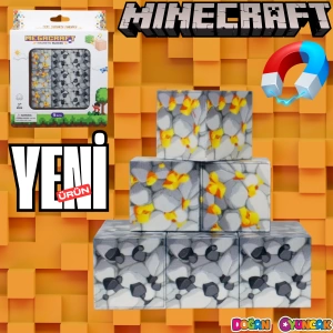 Minecraft Altın ve Kömür Desenli Blok Manyetik Lego Minecraft Manyetik Lego Minecraft Lego Megacraft Lego Seti Megnetic Blocks