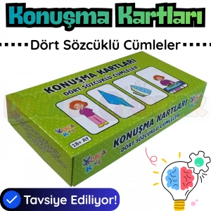 Orijinal Konuşma Kartları - Dört Sözcüklü Cümleler - Çocuklar için Konuşma Etkinliği Otizim Kartları