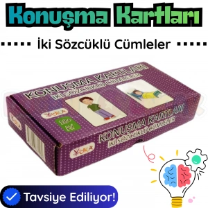 Orijinal Konuşma Kartları - İki Sözcüklü Cümleler - Çocuklar için Konuşma Etkinliği Otizim Kartları