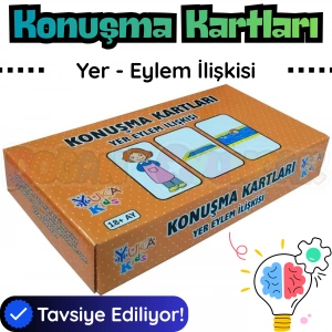 Orijinal Konuşma Kartları - Yer-Eylem İlişkisi - Çocuklar için Konuşma Etkinliği Otizim Kartları