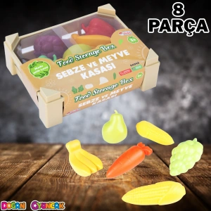 Sebze ve Meyve Kasası - Meyve Sebze Sepeti - Piknik Sepeti Oyuncak Meyveler - Oyuncak Sebzeler - Mutfak Oyuncakları