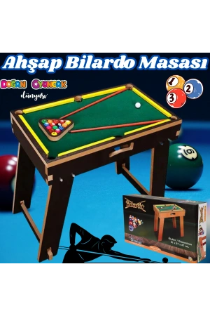 Ahşap Bilardo Masası - Bilardo Maçı - Bilardo Oyuncak - 8 Ball Oyunu - Büyük Bilardo Seti - Bilardo Oyuncağı