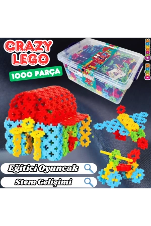 Crazy Eğitici Blok Oyunu 1000 Parça - Oyuncak Lego Seti - Birbirine Geçmeli STEM Lego Seti - Eğitici Oyuncak