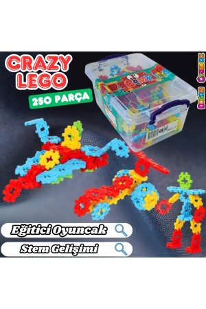 Crazy Eğitici Blok Oyunu 250 Parça - Oyuncak Lego Seti - Birbirine Geçmeli STEM Lego Seti - Eğitici Oyuncak