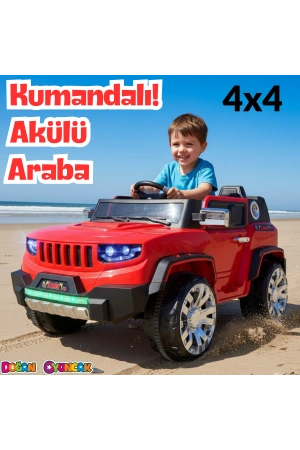 Fenomen Kırmızı Uzaktan Kumandalı 4X4 12 Volt Çift Kişilik Akülü Araba - RC Jeep 4x4 Akülü Araba