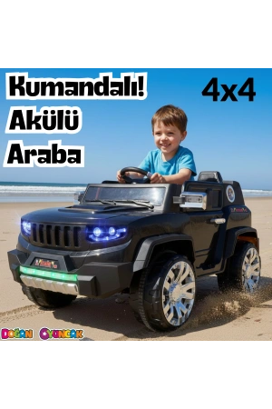 Fenomen Siyah Uzaktan Kumandalı 4X4 12 Volt Çift Kişilik Akülü Araba - RC Jeep 4x4 Akülü Araba