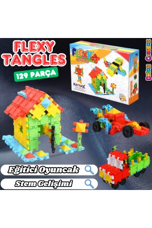 Flexy Tangles Blok Oyunu 129 Parça - Oyuncak Lego Seti - Birbirine Geçmeli STEM Lego Seti - Eğitici Oyuncak