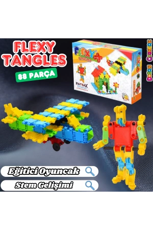 Flexy Tangles Blok Oyunu 88 Parça - Oyuncak Lego Seti - Birbirine Geçmeli STEM Lego Seti - Eğitici Oyuncak