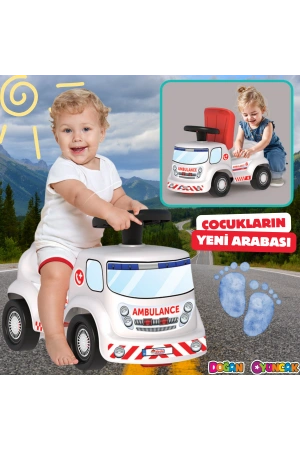 Go Hero Ambulans Arabası - Binmeli Araba İlk Arabam - Çocuk Arabası - İlk Adım Arabası - 4 Teker Araç