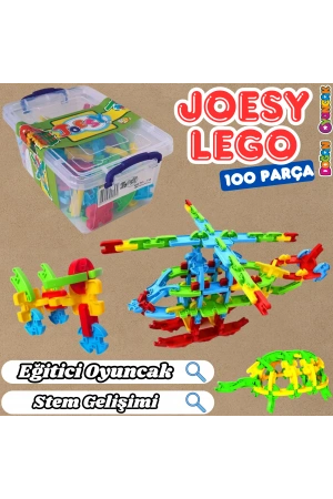 Joesy Eğitici Blok Oyunu 100 Parça - Oyuncak Lego Seti - Birbirine Geçmeli STEM Lego Seti - Eğitici Oyuncak