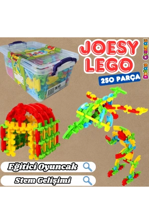 Joesy Eğitici Blok Oyunu 250 Parça - Oyuncak Lego Seti - Birbirine Geçmeli STEM Lego Seti - Eğitici Oyuncak