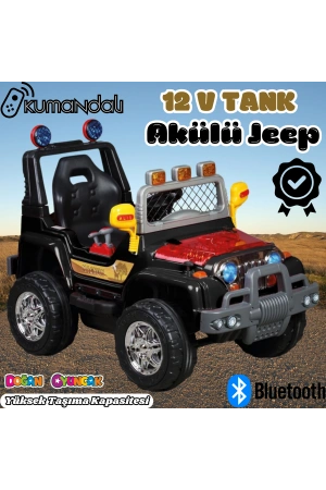 Kumandalı Mega Akülü Araba Siyah - Kumandalı 12 Volt Tek Kişilik Akülü Araba Akülü JEEP - Mega Off Road Turbo Jeep