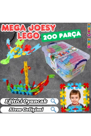 Mega Joesy Eğitici Blok Oyunu 200 Parça - Oyuncak Lego Seti - Birbirine Geçmeli STEM Lego Seti - Eğitici Oyuncak