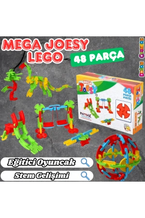 Mega Joesy Eğitici Blok Oyunu 48 Parça - Oyuncak Lego Seti - Birbirine Geçmeli STEM Lego Seti - Eğitici Oyuncak