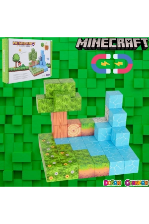 Minecraft Orman Temalı 47 Parça Manyetik Lego Minecraft Manyetik Lego Minecraft Lego Megnetic Blocks