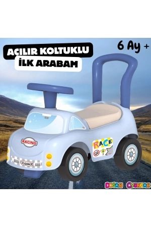 Sevimli İlk Arabam Mavi - Binmeli Araba İlk Arabam - Çocuk Arabası - İlk Adım Arabası - 4 Teker Araç