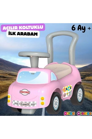 Sevimli İlk Arabam Mavi - Binmeli Araba İlk Arabam - Çocuk Arabası - İlk Adım Arabası - 4 Teker Araç