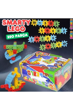Smarty - Akıllı Sayılar Blok Oyunu 250 Parça - Oyuncak Lego Seti - Birbirine Geçmeli STEM Lego Seti - Eğitici Oyuncak