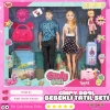 Cindy Doll Aile Tatil Seti - Aksesuarlı Bebek Seti - Oyuncak Tatil Seti - Gelin Damat Oyuncak Aile Oyuncak