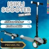 Lupa Katlanabilir Işıklı 3 Tekerlekli Gri Scooter - Işıklı Scooter - Slikon Teker Scooter - Çocuk Scooter - İttir Git