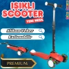 Lupa Katlanabilir Işıklı 3 Tekerlekli Kırmızı Scooter - Işıklı Scooter - Slikon Teker Scooter - Çocuk Scooter - İttir Git