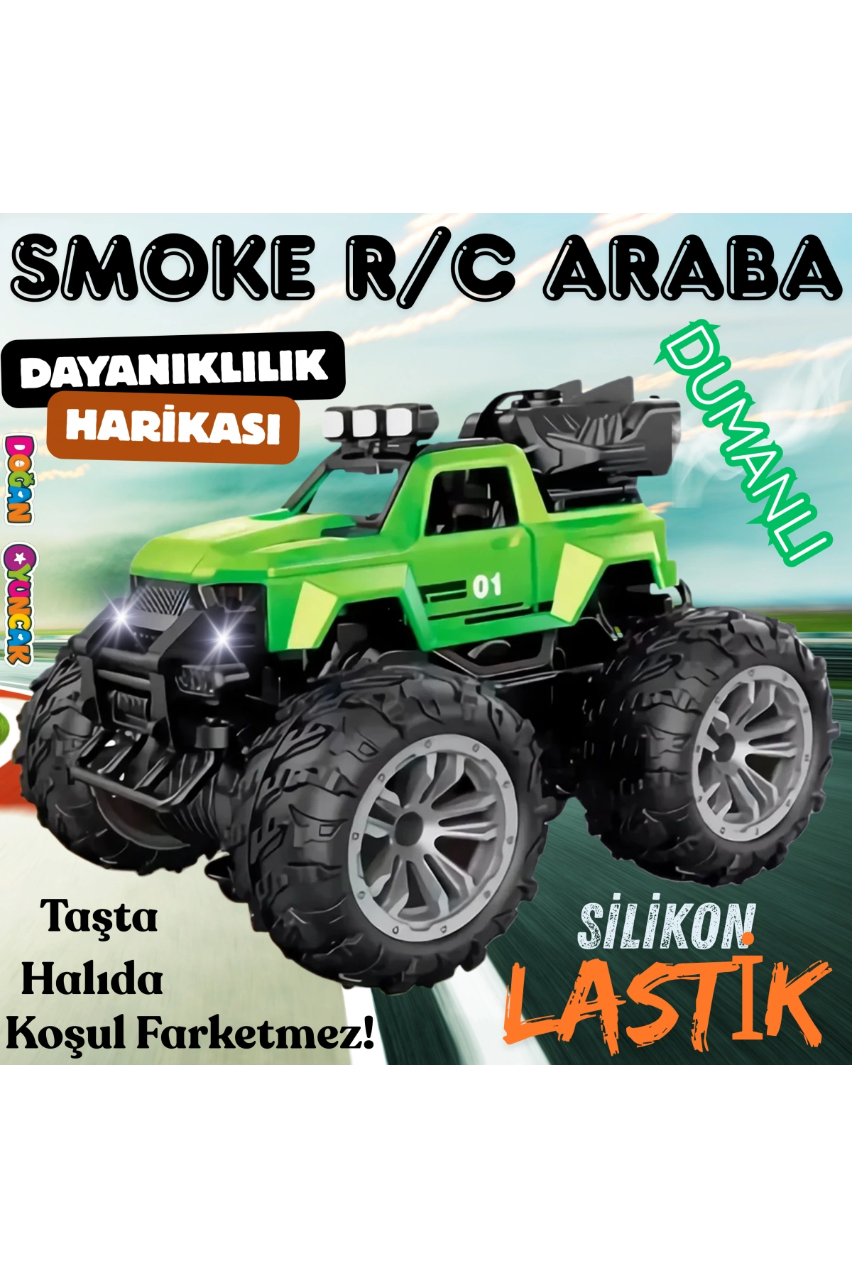 Smoke R/C Araba Yeşil - Uzaktan Kumandalı Duman Atan Araba - Dumanlı Kumandalı Araba - Uzaktan Kumandalı Araba