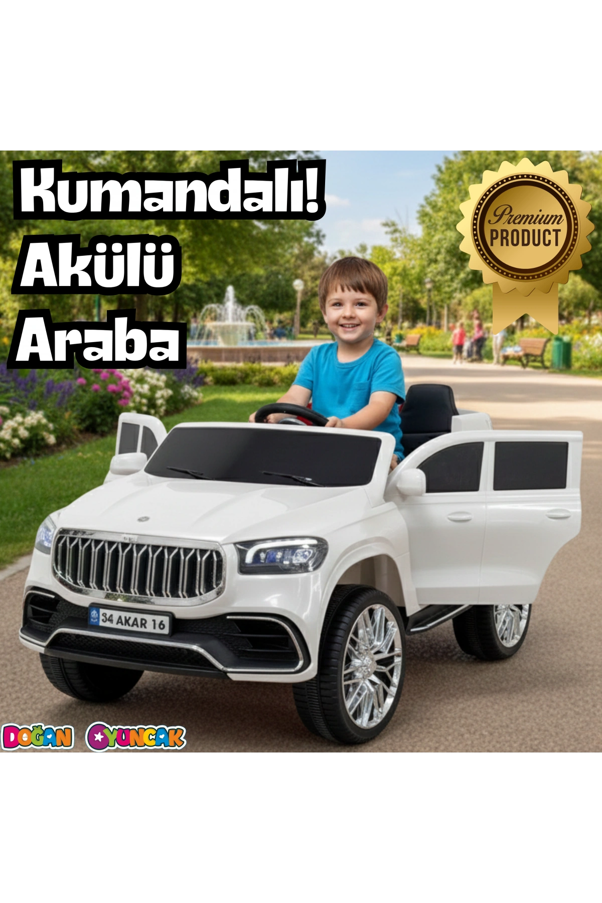 Ata GT Beyaz Uzaktan Kumandalı 4X2 12 Volt Akülü Araba - RC Togg Akülü Araba Tog Akülü Araç