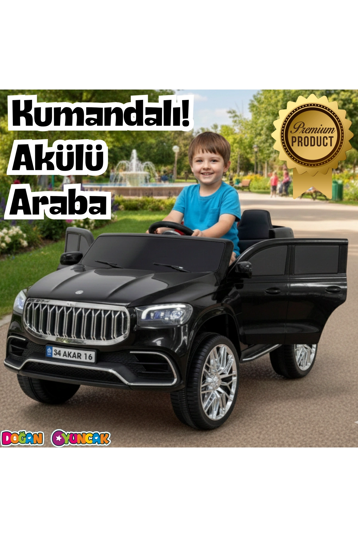Ata GT Siyah Uzaktan Kumandalı 4X2 12 Volt Akülü Araba - RC Togg Akülü Araba Tog Akülü Araç