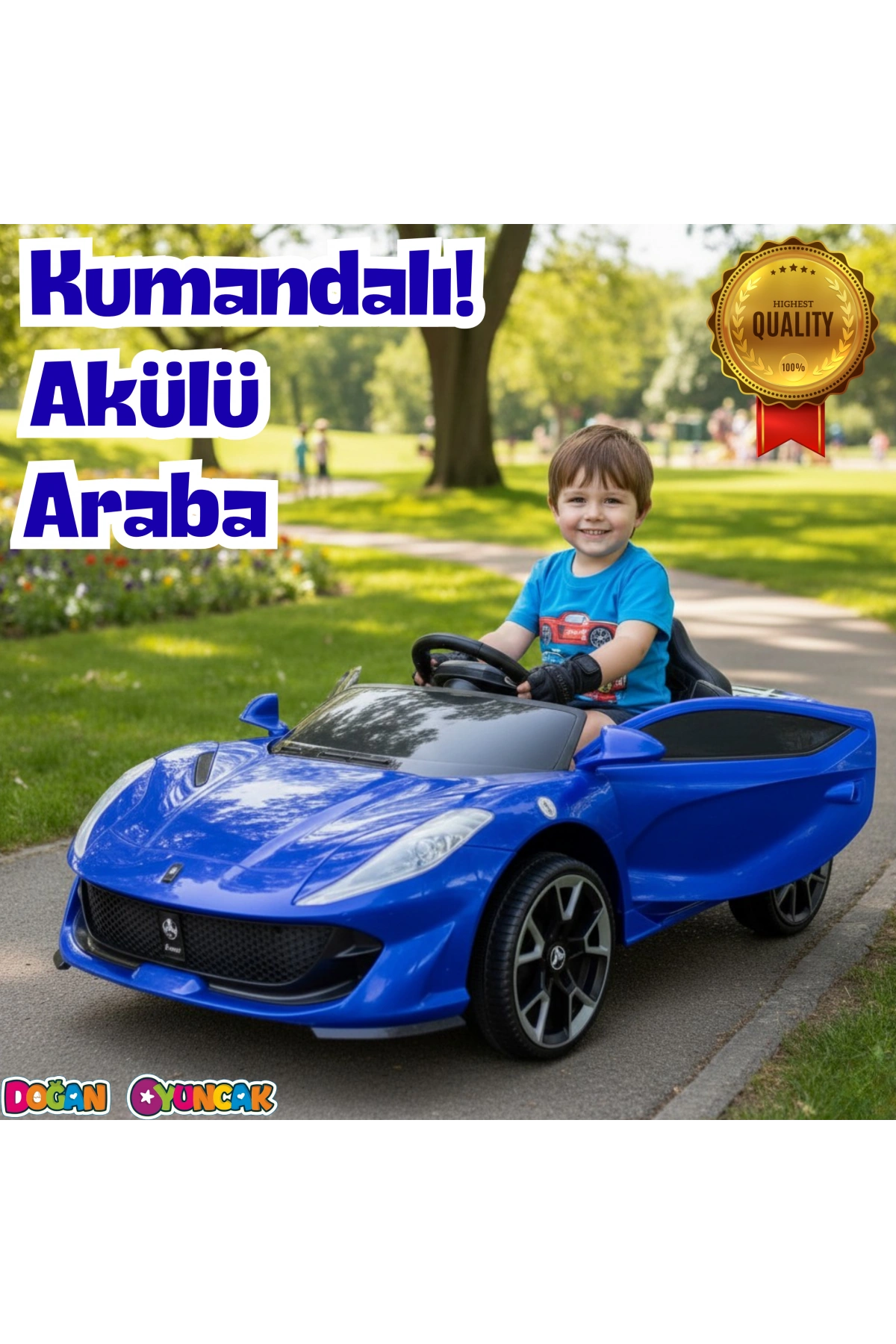 Favori GT Mavi Uzaktan Kumandalı 4X2 12 Volt Akülü Araba - RC Ferrari Akülü Araba