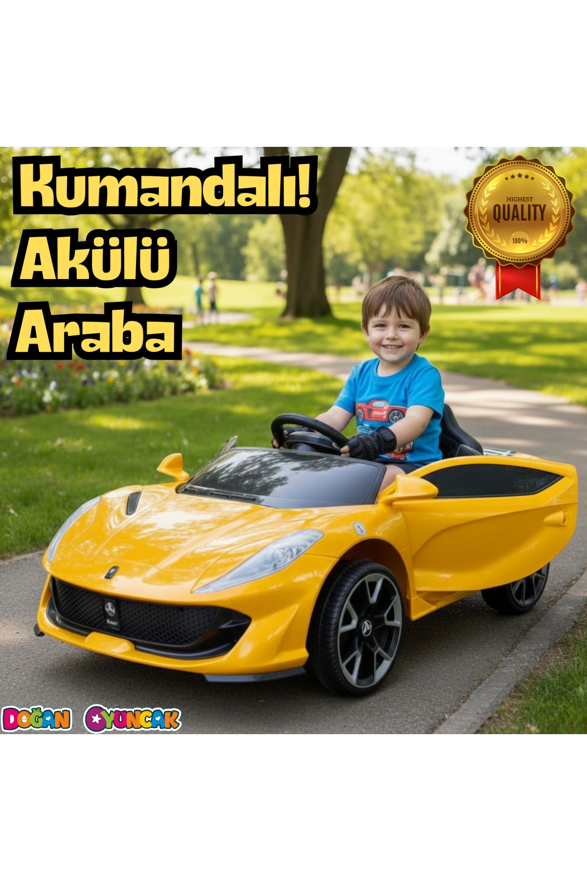 Favori GT Sarı Uzaktan Kumandalı 4X2 12 Volt Akülü Araba - RC Ferrari Akülü Araba