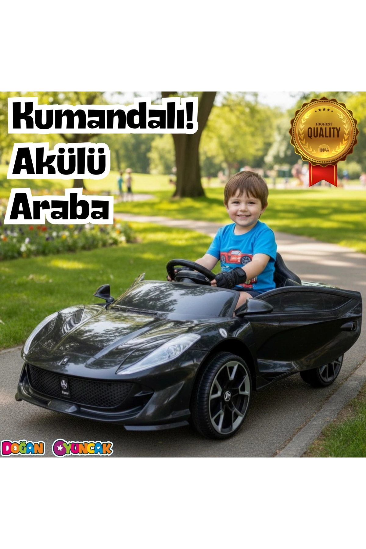 Favori GT Siyah Uzaktan Kumandalı 4X2 12 Volt Akülü Araba - RC Ferrari Akülü Araba