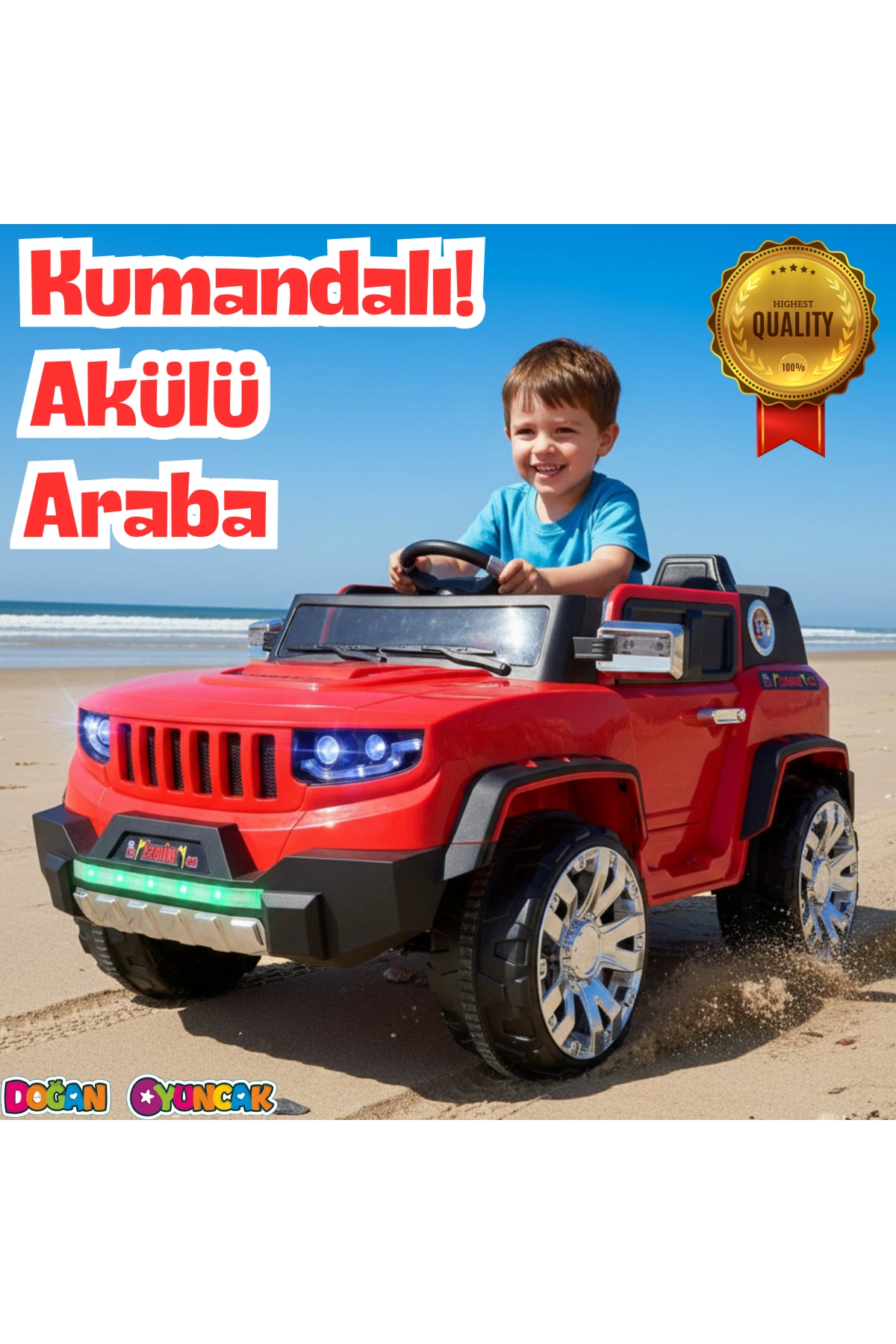 İznik Kırmızı Uzaktan Kumandalı 4X2 12 Volt Akülü Araba - RC Jeep Akülü Araba
