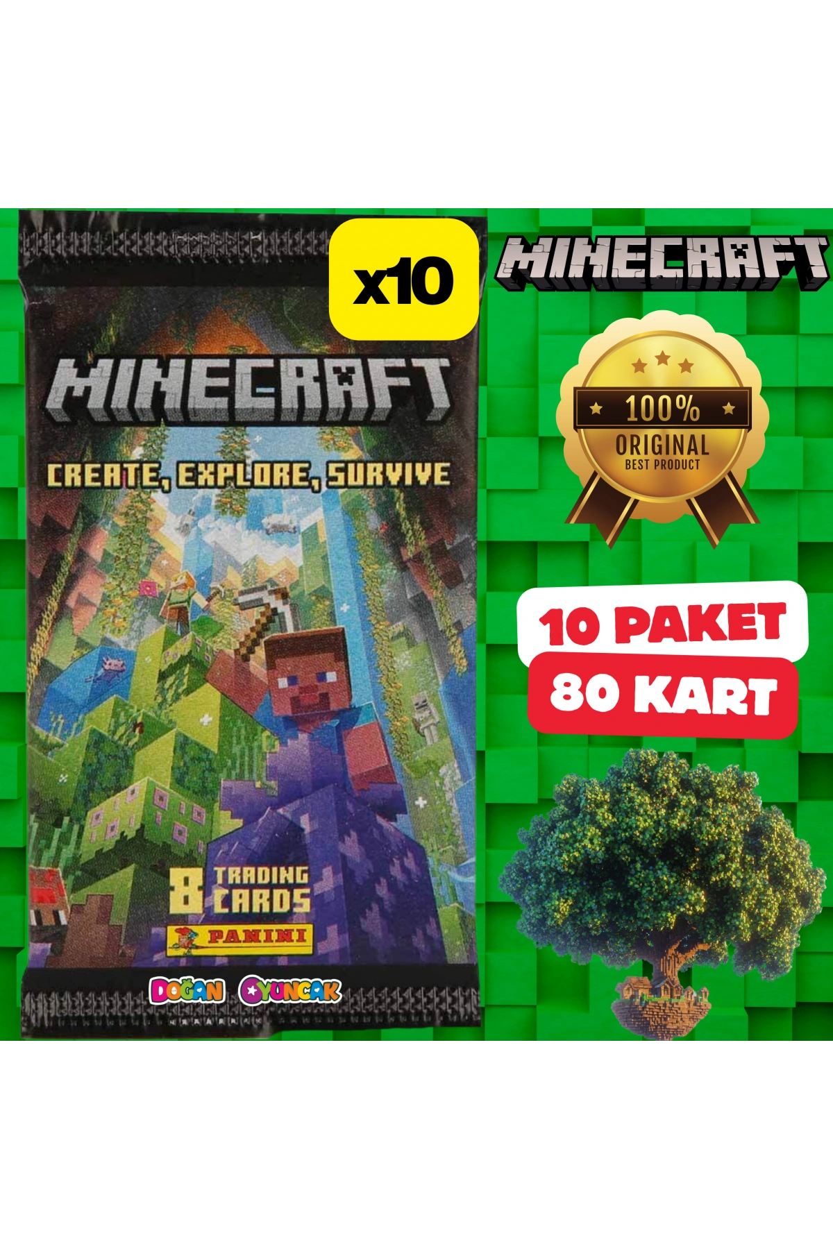 Orijinal Minecraft Treadin Card (10 Paket) - Minecraft Oyun Kartları - Minecraft Koleksiyonluk Kartı Minecraft Kart