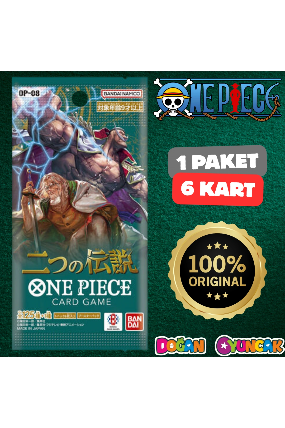 Orijinal One Piece Two Legends Treadin Card OP-08 - One Piece İki Efsane Koleksiyonluk Kart - One Piece Kart