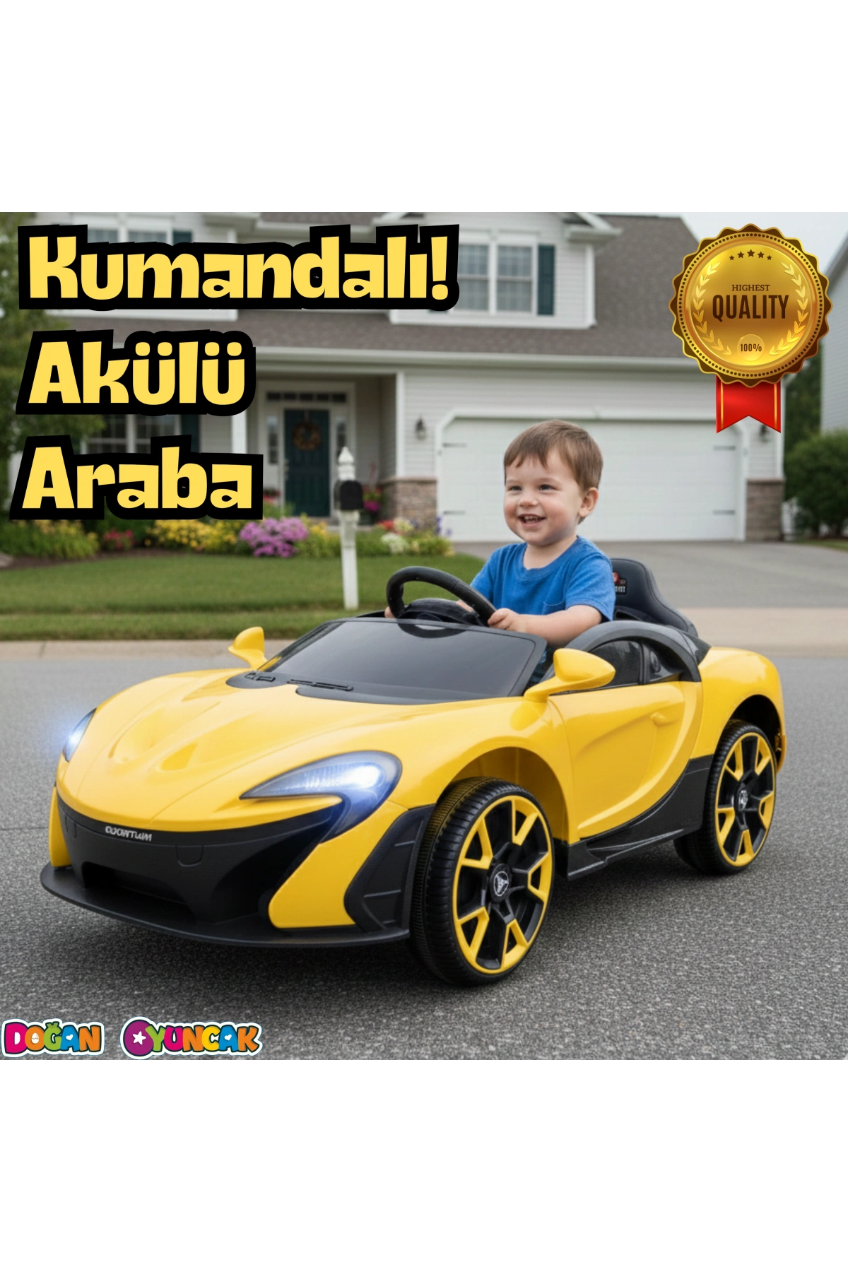 Quantum GT Sarı Uzaktan Kumandalı 4X2 12 Volt Akülü Araba - RC McLaren Akülü Araba