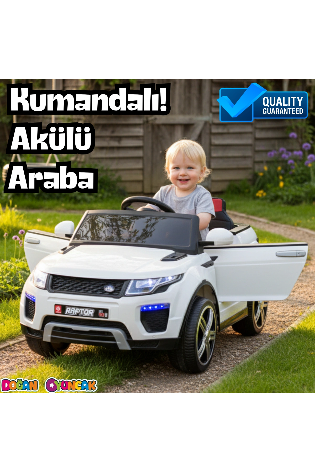 Raptor GT Beyaz Uzaktan Kumandalı 4X2 12 Volt Akülü Araba - RC Land Rover Akülü Araba Range Rover