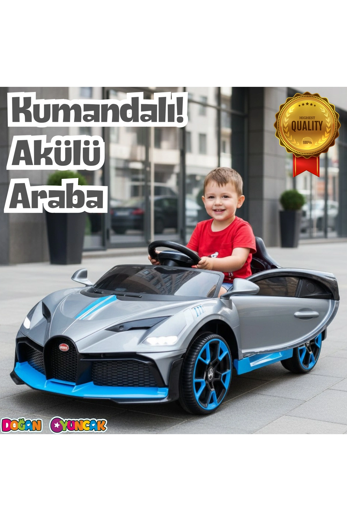 Style GT Gri Uzaktan Kumandalı 4X2 12 Volt Akülü Araba - RC Bugatti Divo Akülü Araba