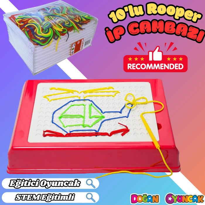 10lu Rooper İp Cambazı Oyunu - Oyuncak İp Geçirme - Resim Oyunu Rooper Oyunu - Anaokulu Oyuncak