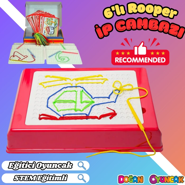 6lı Rooper İp Cambazı Oyunu - Oyuncak İp Geçirme - Resim Oyunu Rooper Oyunu - Anaokulu Oyuncak