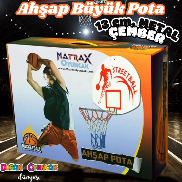 Ahşap Büyük Pota - Basketbol Maçı - Basketbol Oyuncak - Basket Oyunu - Büyük Pota Seti - Pota Oyuncağı