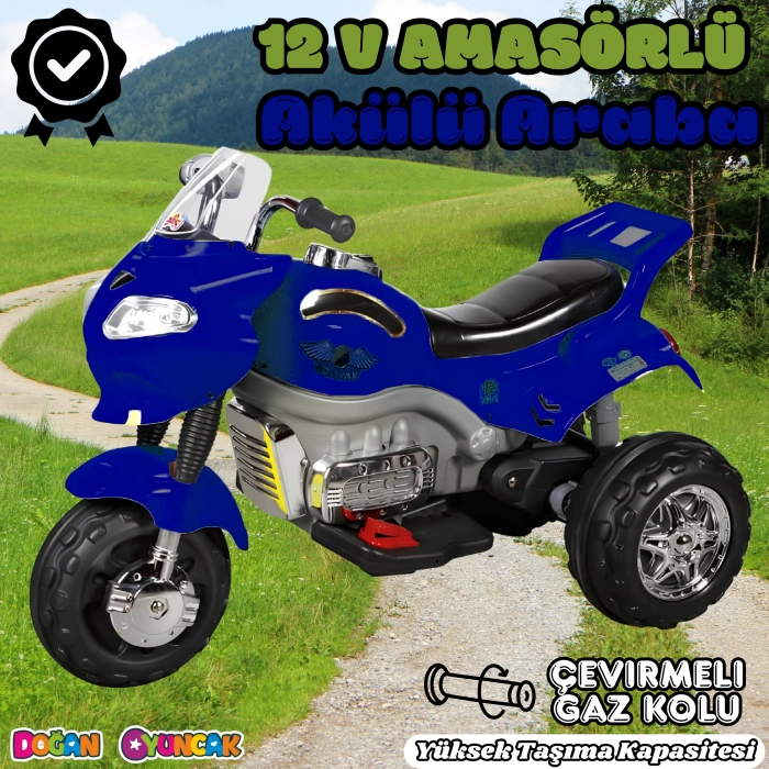 Amortisörlü Akülü Turbo GoWay Motosiklet Lacivert - Aliş GoWay Motorsiklet 12 Volt Akülü Motor - Aliş Go Way Motor