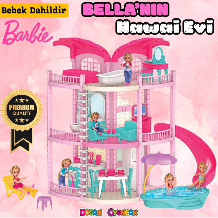 Bellanın Hawai Evi - Bella Oyuncak Ev - Barbie Ev Seti - Barbie Ev Seti - Bellanın Hawai Evi - Bella Havuzlu Hawai Evi