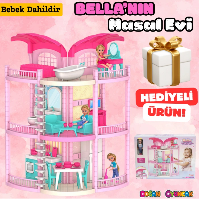 Bellanın Masal Evi - Bella Oyuncak Ev - Barbie Ev Seti - Barbie Ev Seti - Bellanın Masal Evi - Bella 3 Katlı Evi