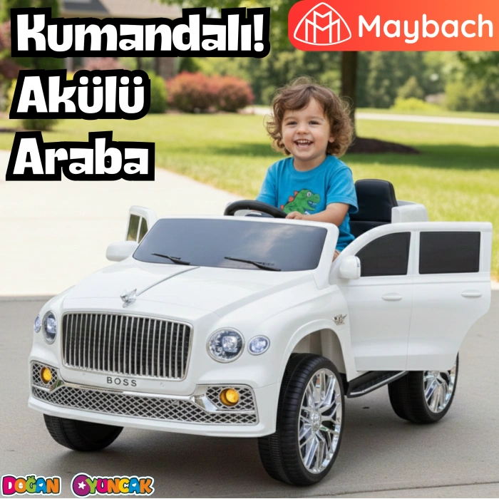 Boss GT Beyaz Uzaktan Kumandalı 4X2 12 Volt Akülü Araba - RC Maybach Akülü Araba