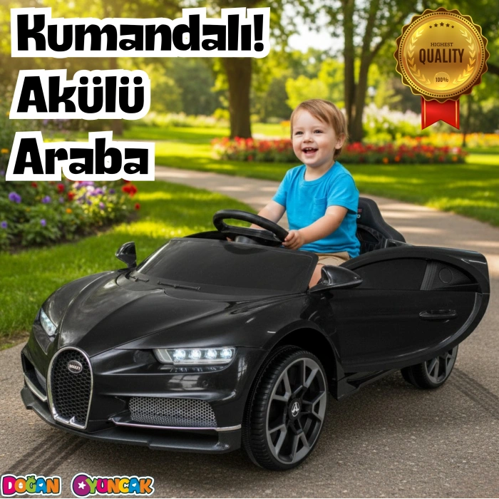 Bravo GT Siyah Uzaktan Kumandalı 4X2 12 Volt Akülü Araba - RC Bugatti Akülü Araba